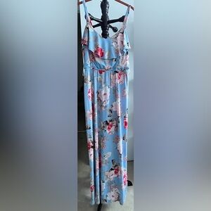 Floral Maxi Dress in Blue and Pink